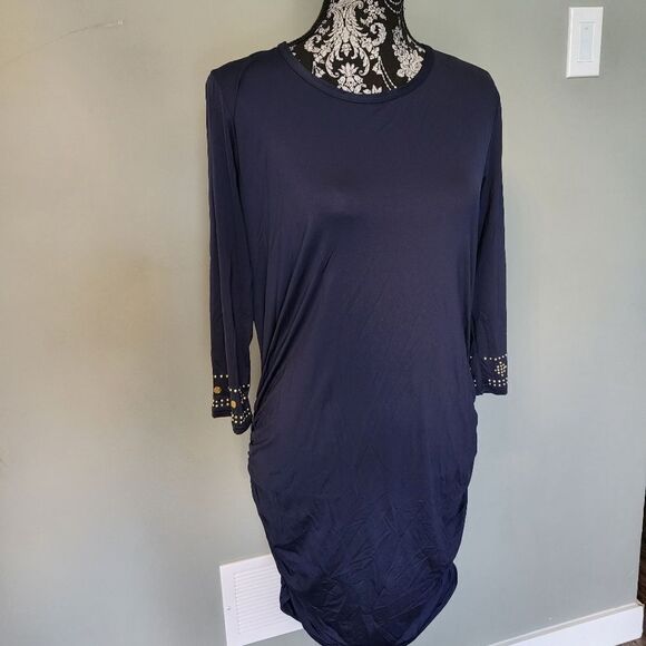 Michael Michael Kors Boho Studded Cover-Up Dress-NEW NAVY-X-Small/Small - Picture 2 of 8